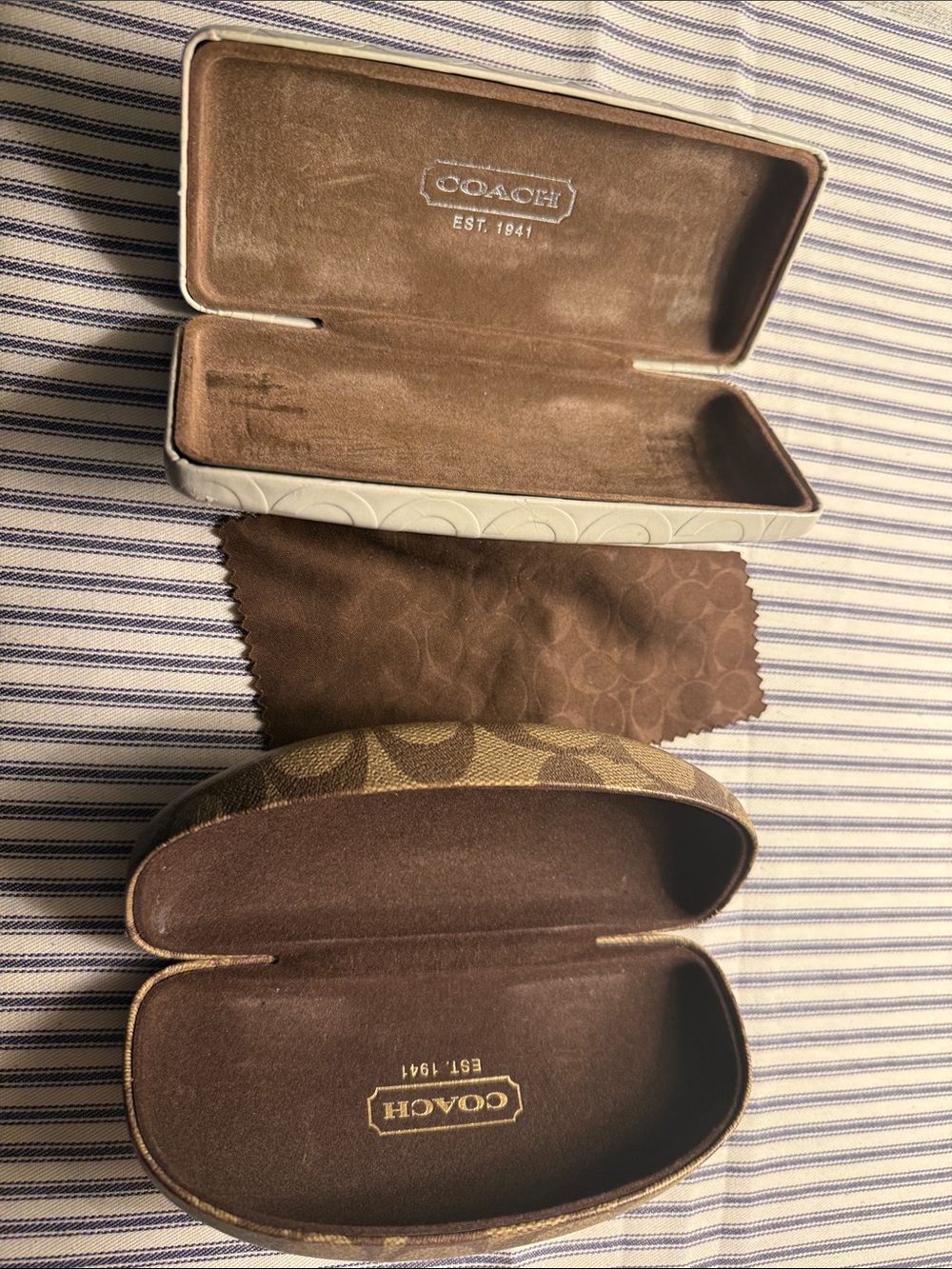 2 pc Coach Signature Monogram Eyewear Case Set